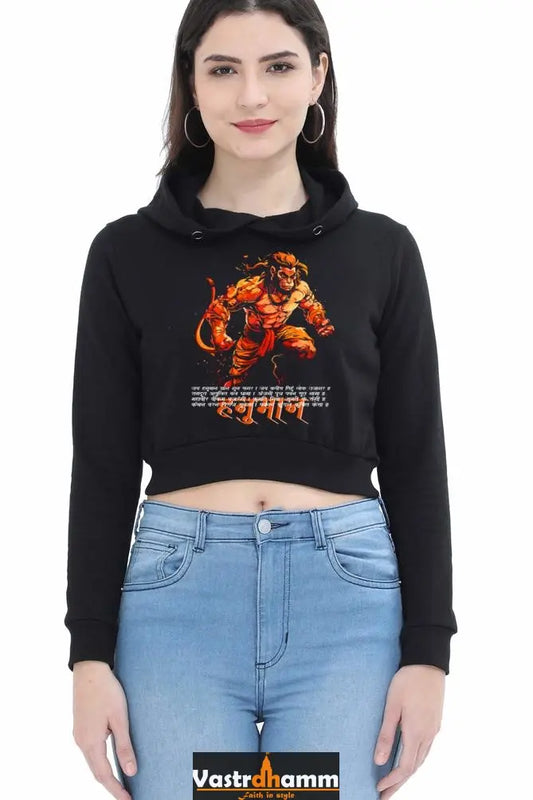 Hanuman Heroic StrengthCrop Hoodies for Women Vastrdhamm