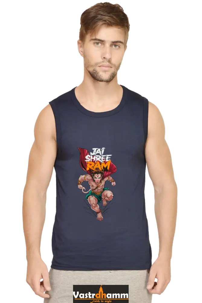 Hanuman Immortal Strength Round Neck Sleeveless T-Shirts for Men Vastrdhamm