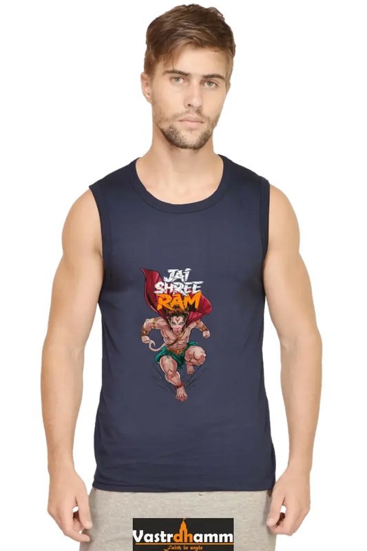 Hanuman Immortal Strength Round Neck Sleeveless T-Shirts for Men Vastrdhamm