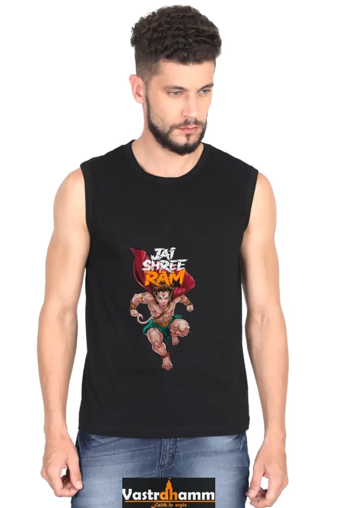 Hanuman Immortal Strength Round Neck Sleeveless T-Shirts for Men Vastrdhamm