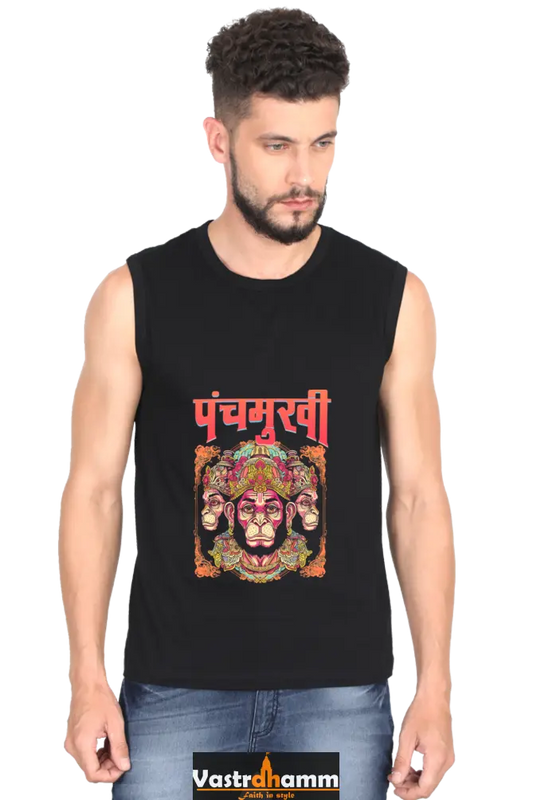 Hanuman Immortal Strength Round Neck Sleeveless T-Shirts for Men Vastrdhamm