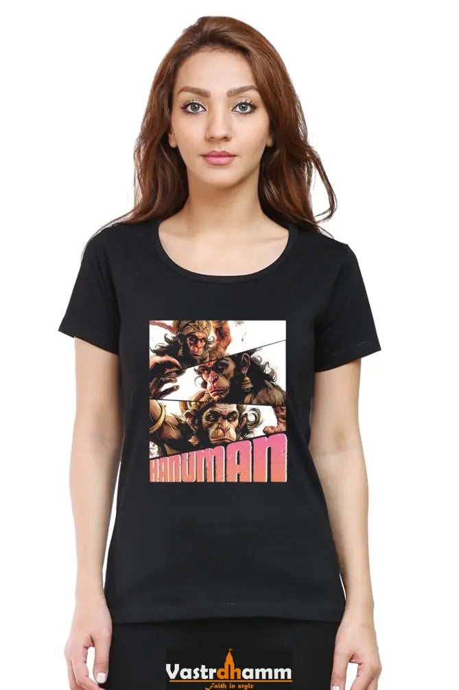 Hanuman Immortal Valor Round Neck Half Sleeve Classic T-Shirts for Women Vastrdhamm