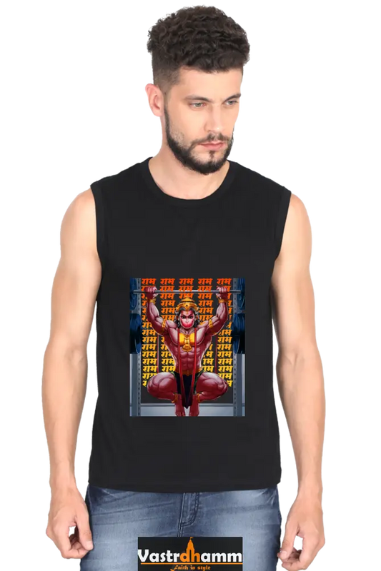 Hanuman Immortal Valor Round Neck Sleeveless T-Shirts for Men Vastrdhamm