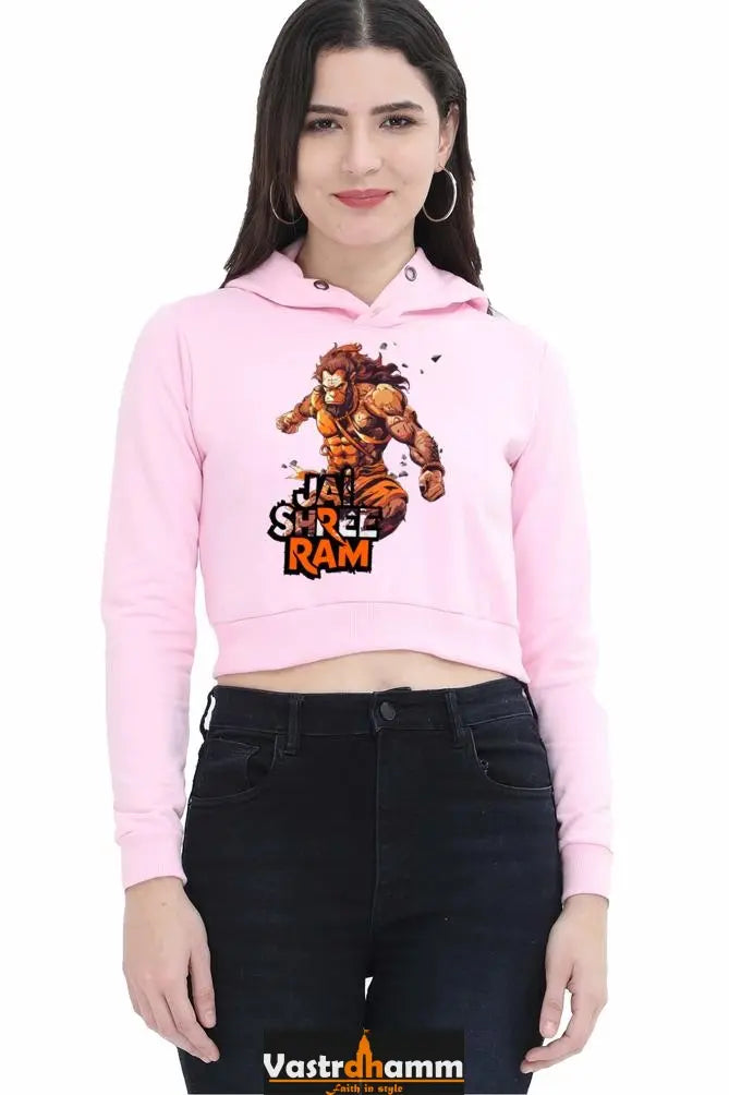 Hanuman Jai Shree RamCrop Hoodies for Women Vastrdhamm