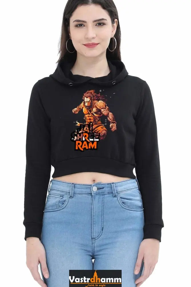 Hanuman Jai Shree RamCrop Hoodies for Women Vastrdhamm