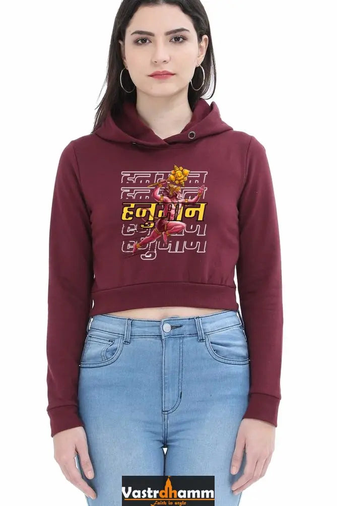 Hanuman Jai Shree RamCrop Hoodies for Women Vastrdhamm