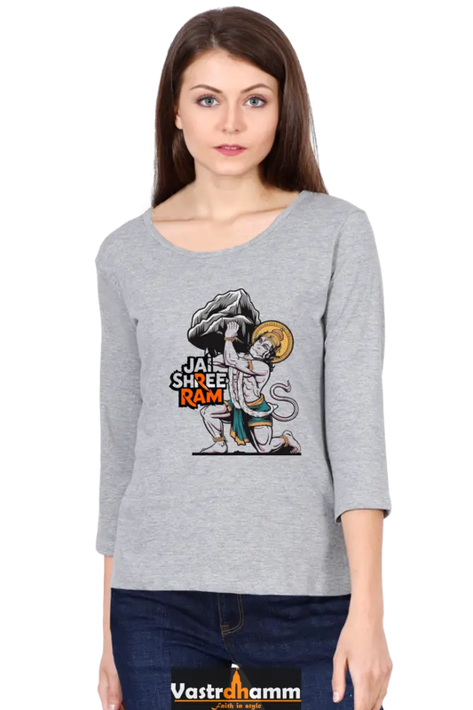 Hanuman Mighty DevoteeRound Neck Full Sleeve T-Shirts for Women Vastrdhamm