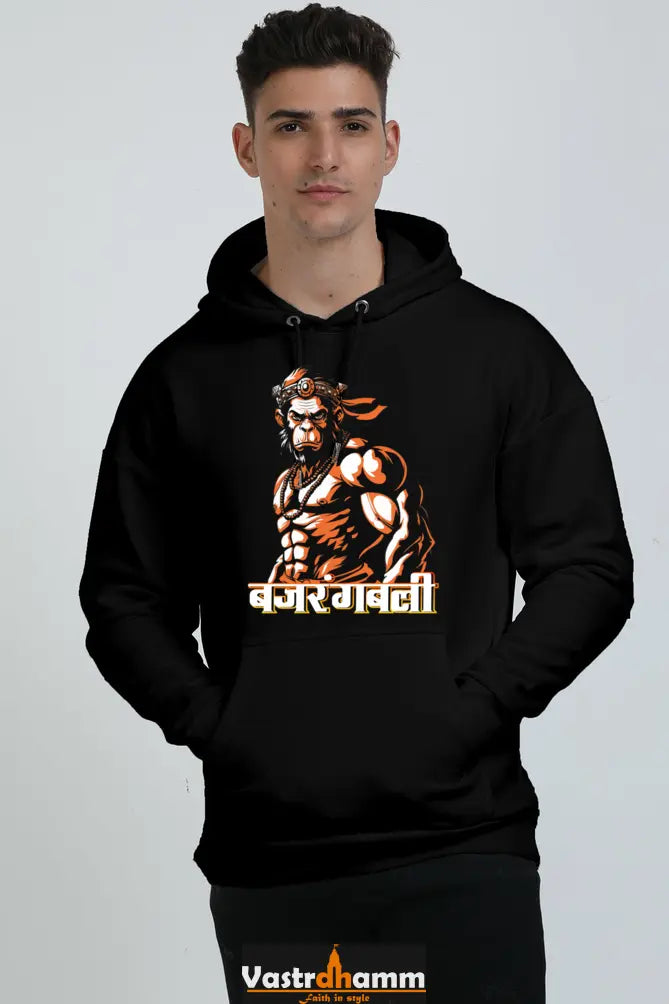Hanuman Mighty Hero Oversized Hooded Sweatshirt T-Shirts for Men Vastrdhamm