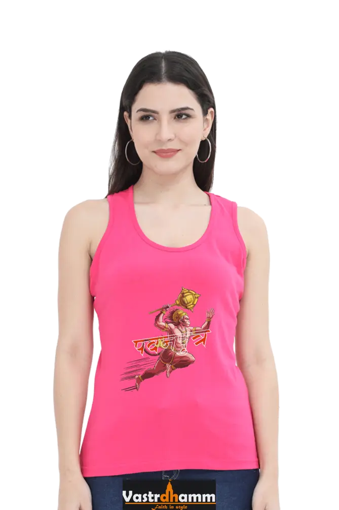 Hanuman Mighty HeroTank Top T-Shirts for Women Vastrdhamm