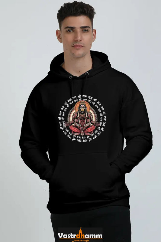 Hanuman Mighty Vigilance Oversized Hooded Sweatshirt T-Shirts for Men Vastrdhamm