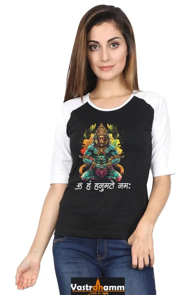 Hanuman Motivational Raglan Full Sleeve T-Shirts for Women Vastrdhamm