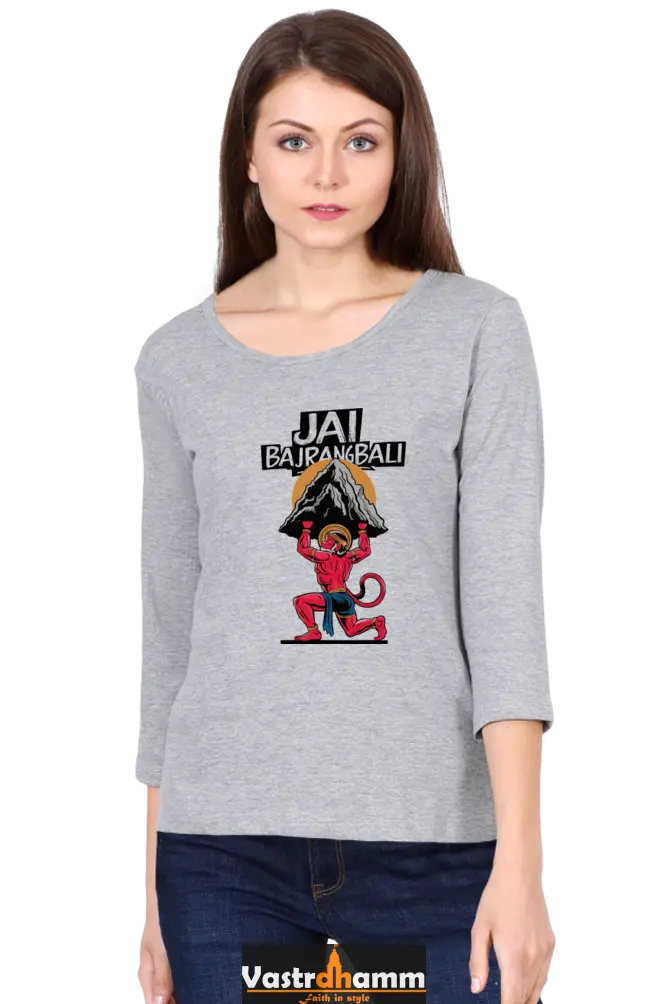 Hanuman Mountain CarrierRound Neck Full Sleeve T-Shirts for Women Vastrdhamm