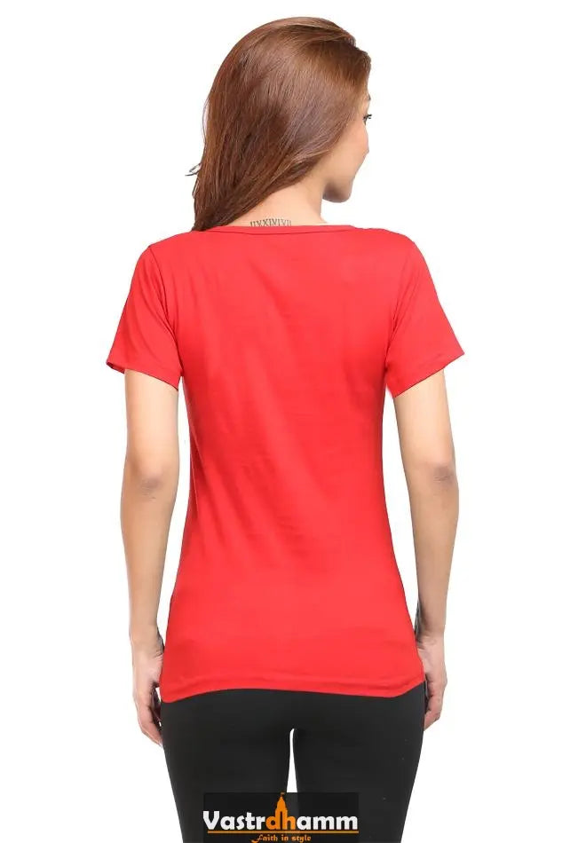 Hanuman Mountain Lifter Round Neck Half Sleeve Classic T-Shirts for Women Vastrdhamm