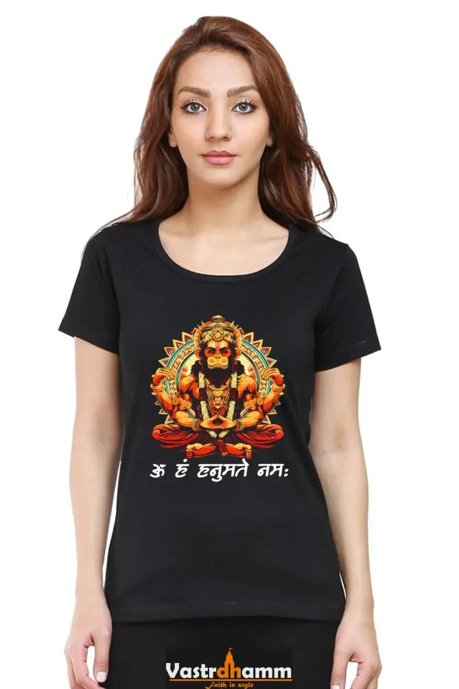 Hanuman Power Within Round Neck Half Sleeve Classic T-Shirts for Women Vastrdhamm