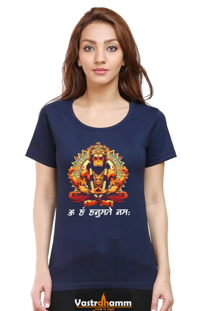 Hanuman Power Within Round Neck Half Sleeve Classic T-Shirts for Women Vastrdhamm