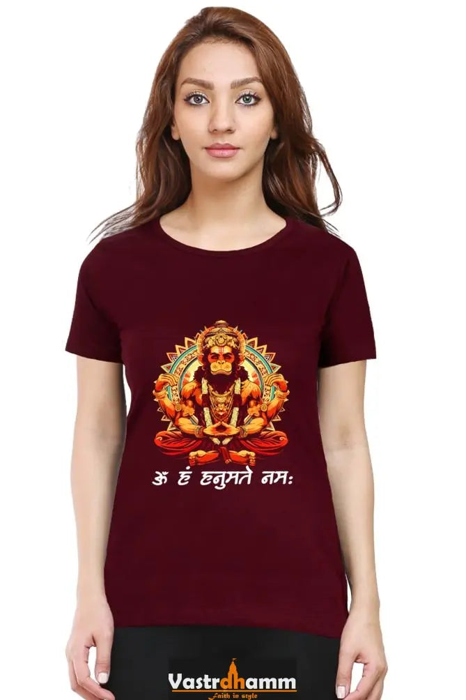 Hanuman Power Within Round Neck Half Sleeve Classic T-Shirts for Women Vastrdhamm