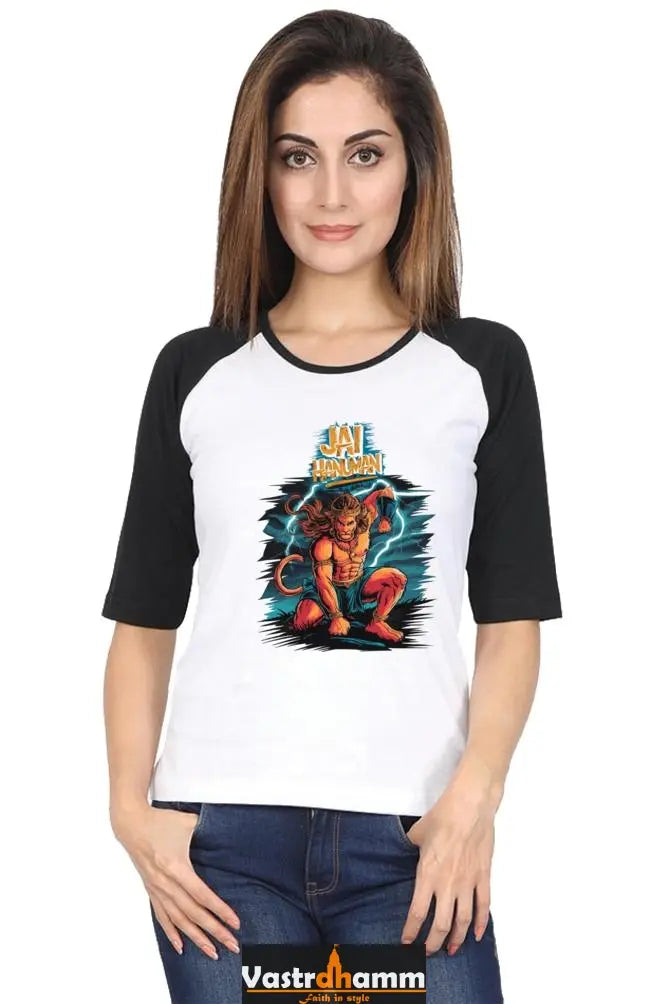 Hanuman Primal Force Raglan Full Sleeve T-Shirts for Women Vastrdhamm