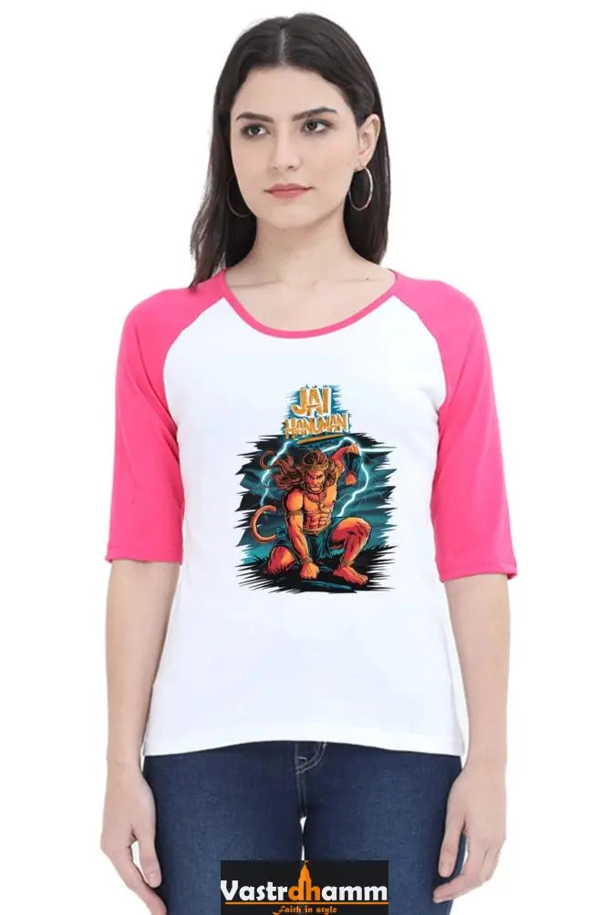 Hanuman Primal Force Raglan Full Sleeve T-Shirts for Women Vastrdhamm