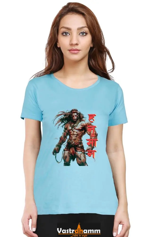 Hanuman Primal Force Round Neck Half Sleeve Classic T-Shirts for Women Vastrdhamm