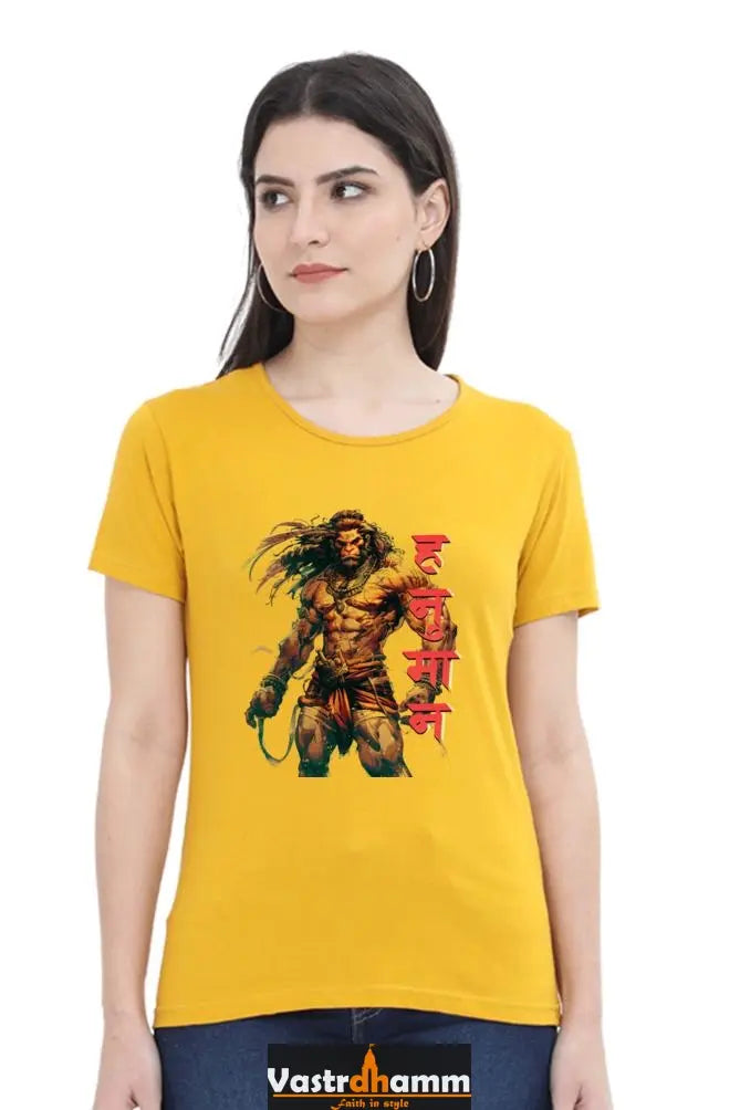 Hanuman Primal Force Round Neck Half Sleeve Classic T-Shirts for Women Vastrdhamm