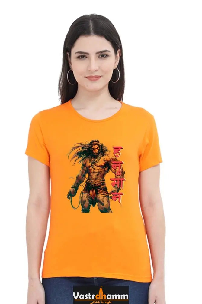 Hanuman Primal Force Round Neck Half Sleeve Classic T-Shirts for Women Vastrdhamm