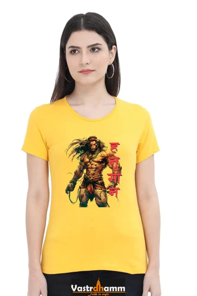 Hanuman Primal Force Round Neck Half Sleeve Classic T-Shirts for Women Vastrdhamm