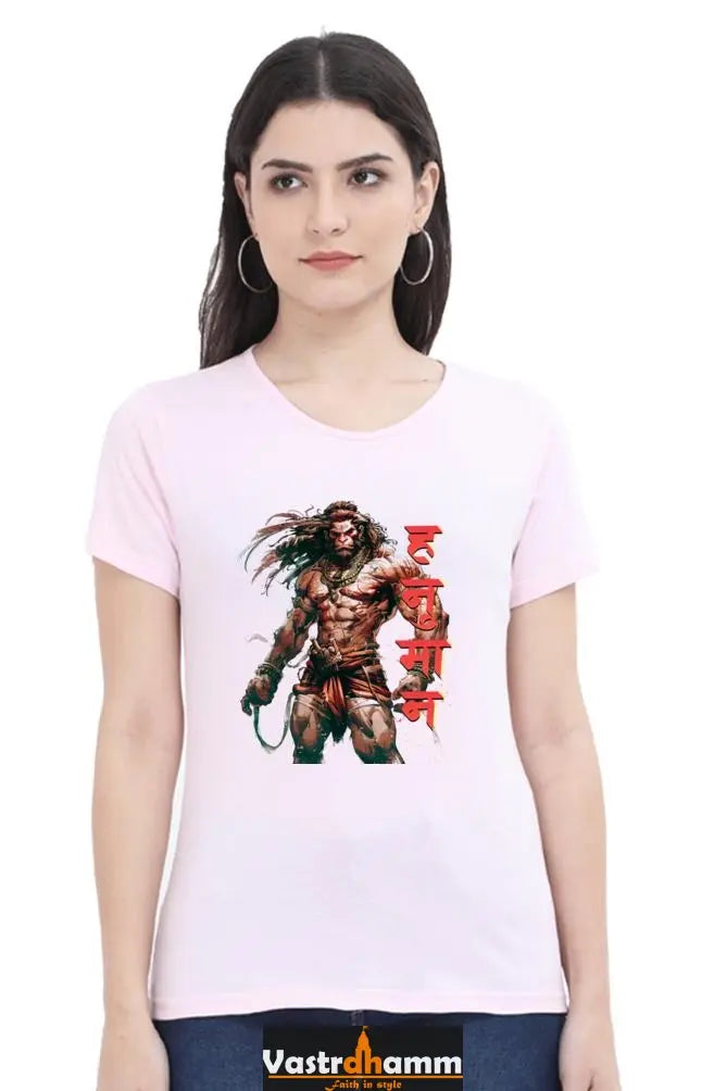 Hanuman Primal Force Round Neck Half Sleeve Classic T-Shirts for Women Vastrdhamm