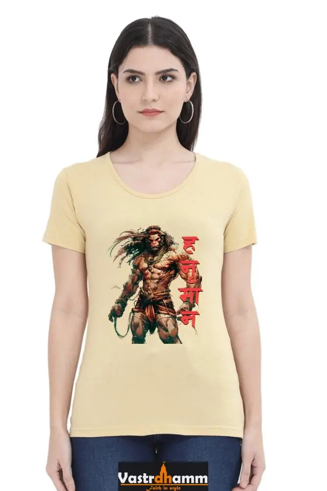 Hanuman Primal Force Round Neck Half Sleeve Classic T-Shirts for Women Vastrdhamm