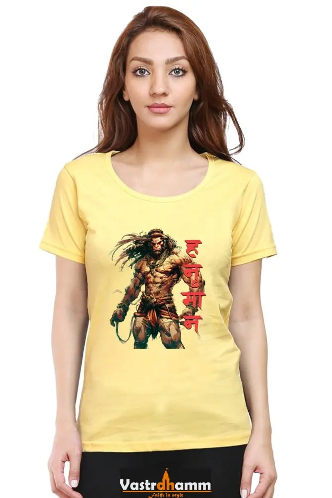 Hanuman Primal Force Round Neck Half Sleeve Classic T-Shirts for Women Vastrdhamm