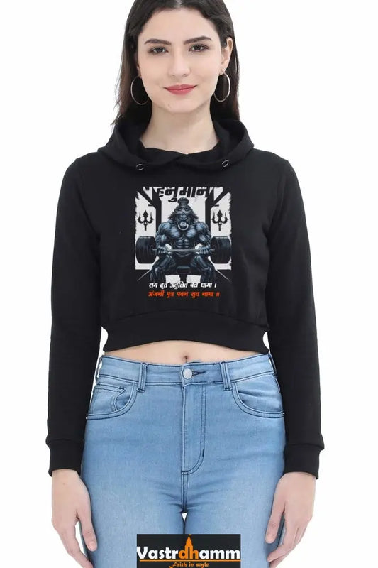 Hanuman Radiant DevotionCrop Hoodies for Women Vastrdhamm