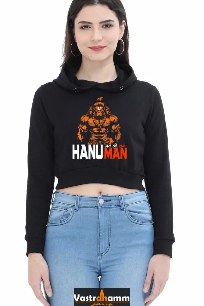 Hanuman Sacred StrengthCrop Hoodies for Women Vastrdhamm