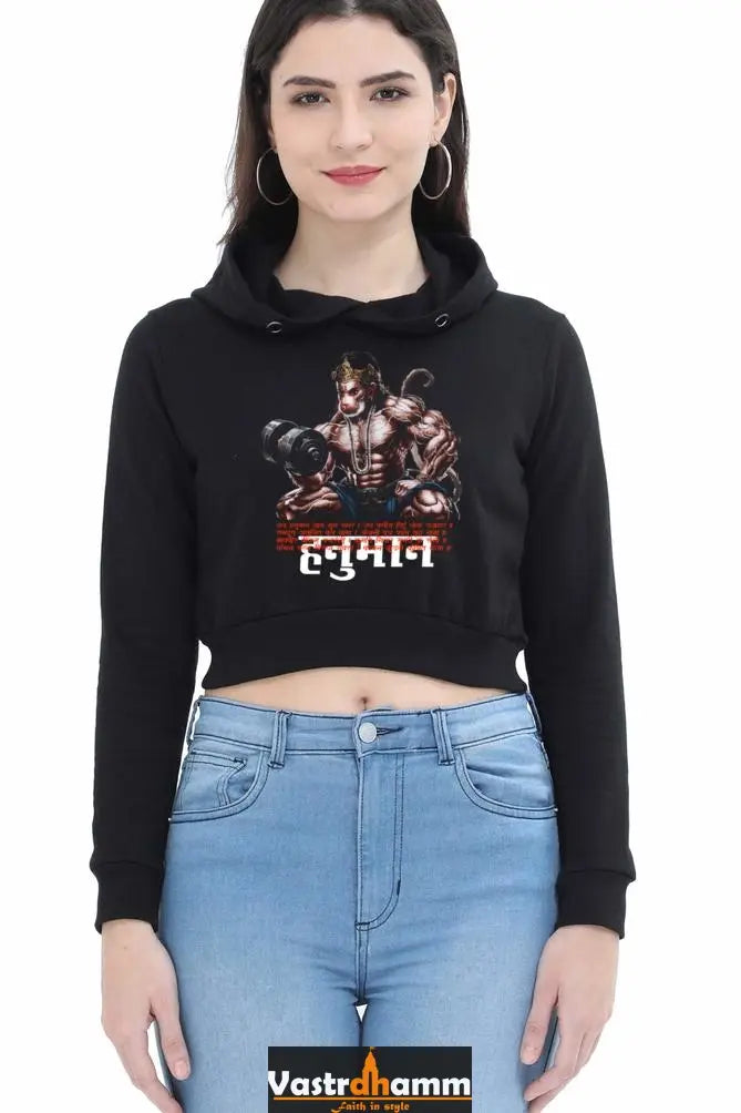 Hanuman Sacred WarriorCrop Hoodies for Women Vastrdhamm