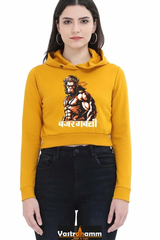 Hanuman Strength Crop Hoodies for Women Vastrdhamm