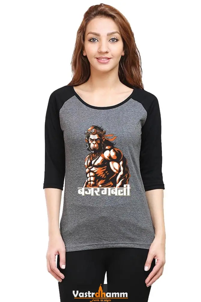 Hanuman Strength Raglan Full Sleeve T-Shirts for Women Vastrdhamm