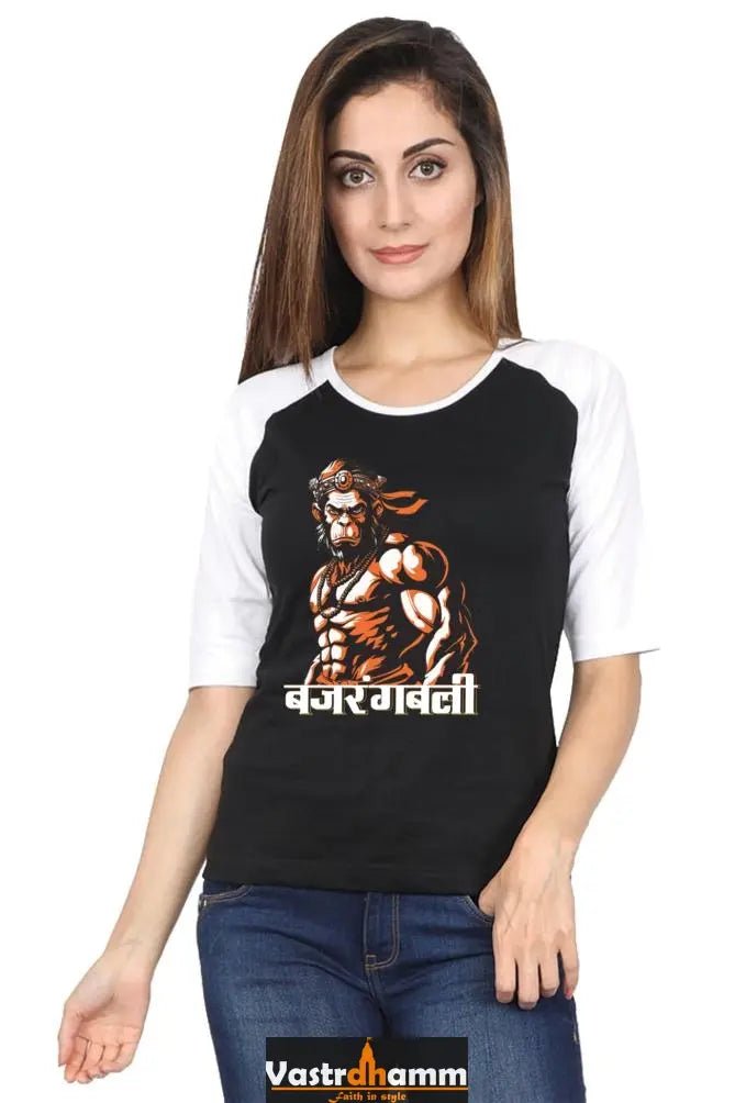 Hanuman Strength Raglan Full Sleeve T-Shirts for Women Vastrdhamm