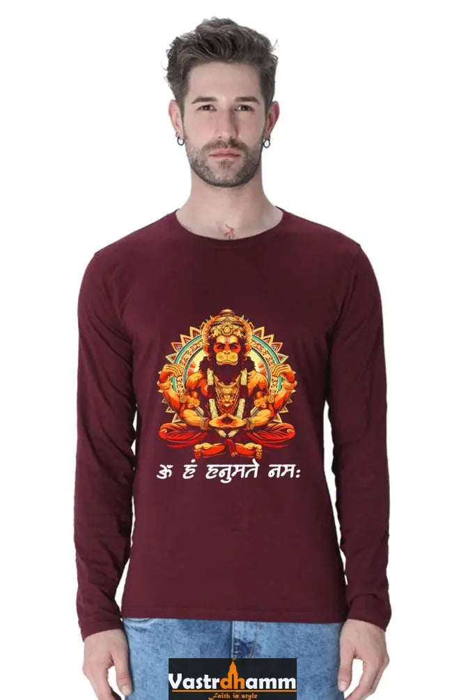 Hanuman Strength Round Neck Full Sleeve T-Shirts for Men Vastrdhamm