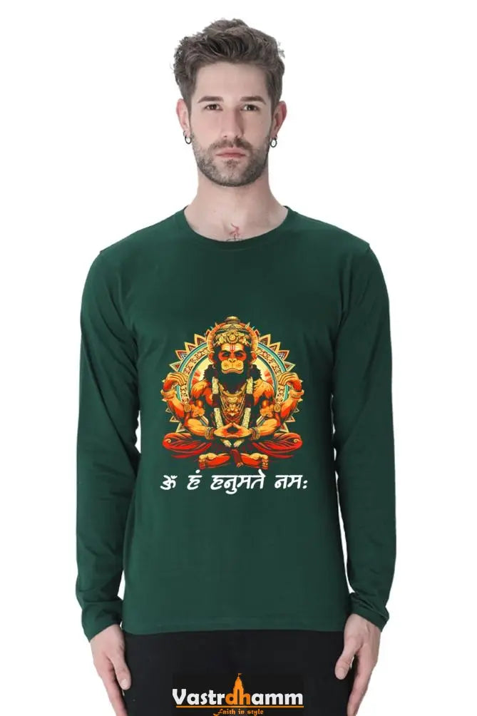 Hanuman Strength Round Neck Full Sleeve T-Shirts for Men Vastrdhamm