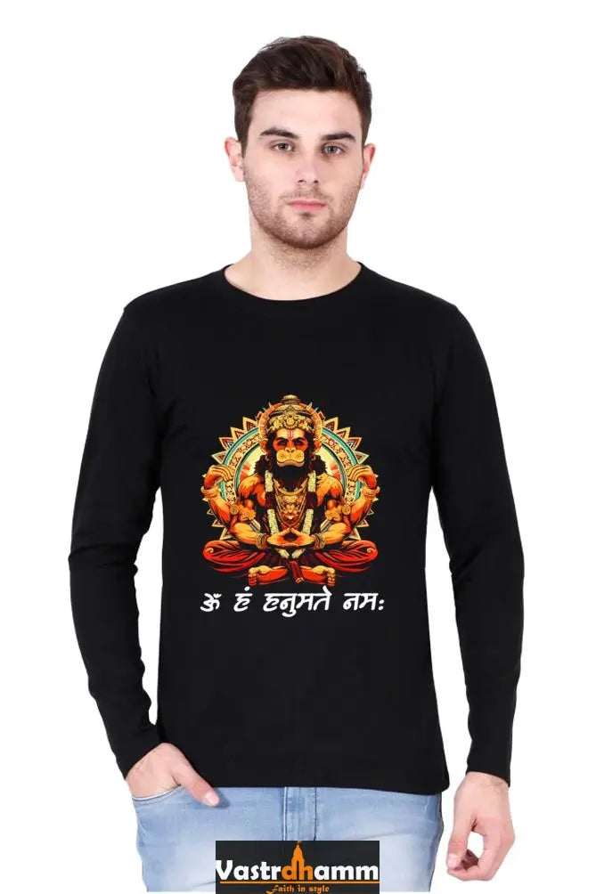 Hanuman Strength Round Neck Full Sleeve T-Shirts for Men Vastrdhamm