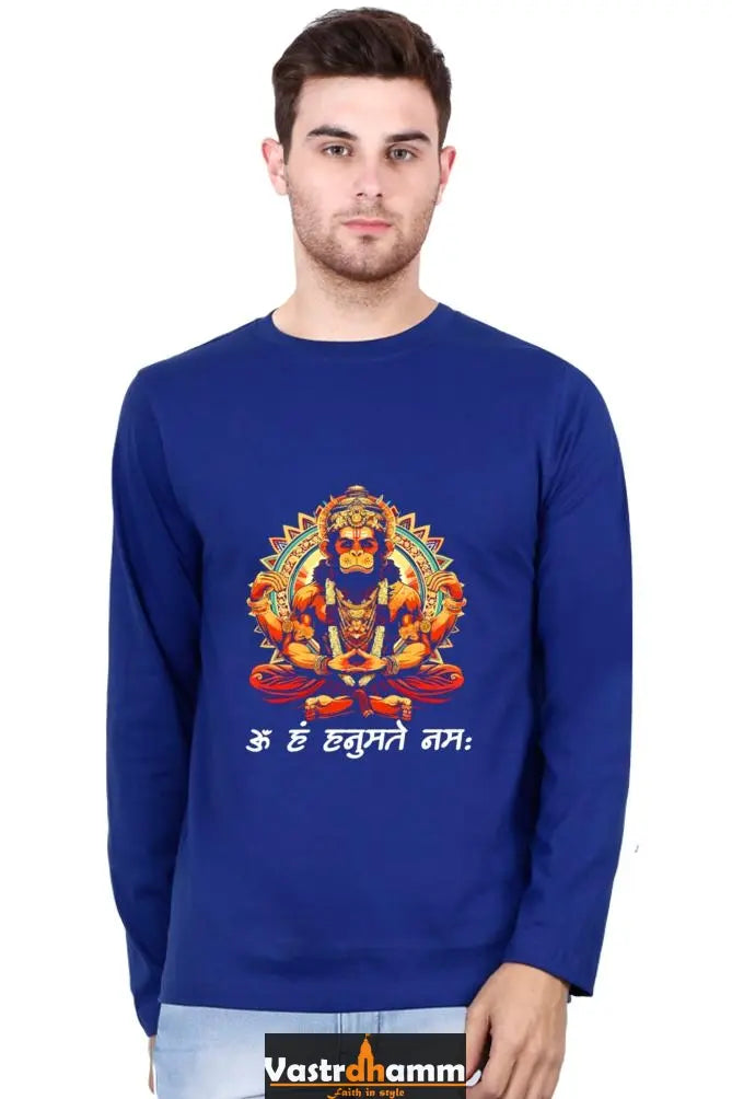 Hanuman Strength Round Neck Full Sleeve T-Shirts for Men Vastrdhamm