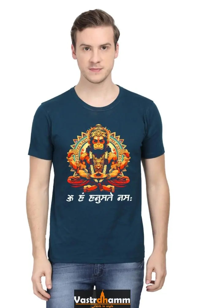 Hanuman Strength Round Neck Half Sleeve Classic T-Shirts for Men. Vastrdhamm