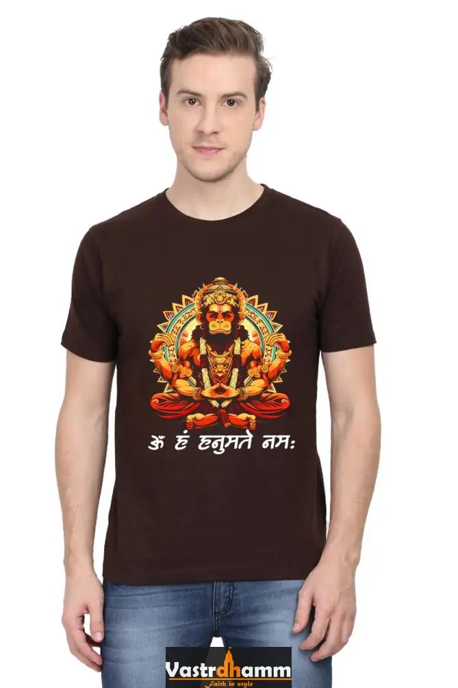 Hanuman Strength Round Neck Half Sleeve Classic T-Shirts for Men. Vastrdhamm