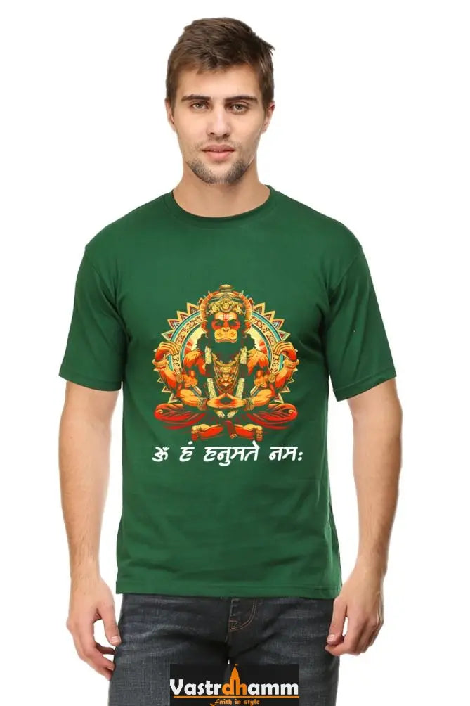 Hanuman Strength Round Neck Half Sleeve Classic T-Shirts for Men. Vastrdhamm