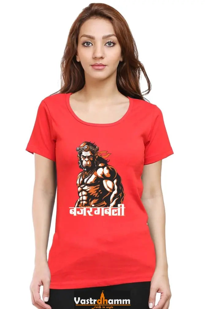 Hanuman Strength Round Neck Half Sleeve Classic T-Shirts for Women Vastrdhamm