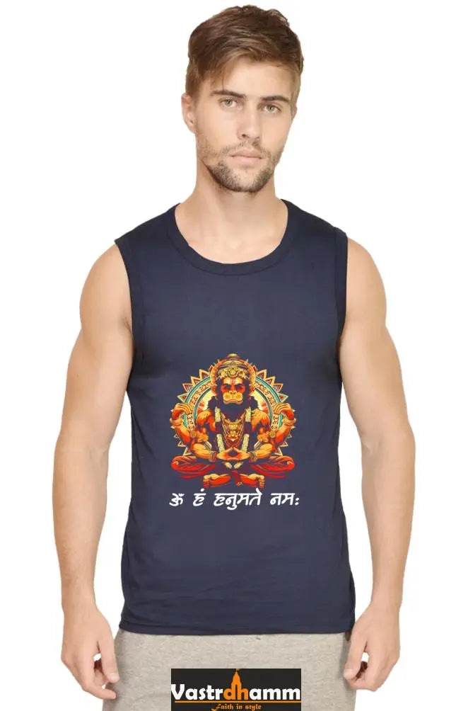 Hanuman Strength Round Neck Sleeveless T-Shirts for Men Vastrdhamm