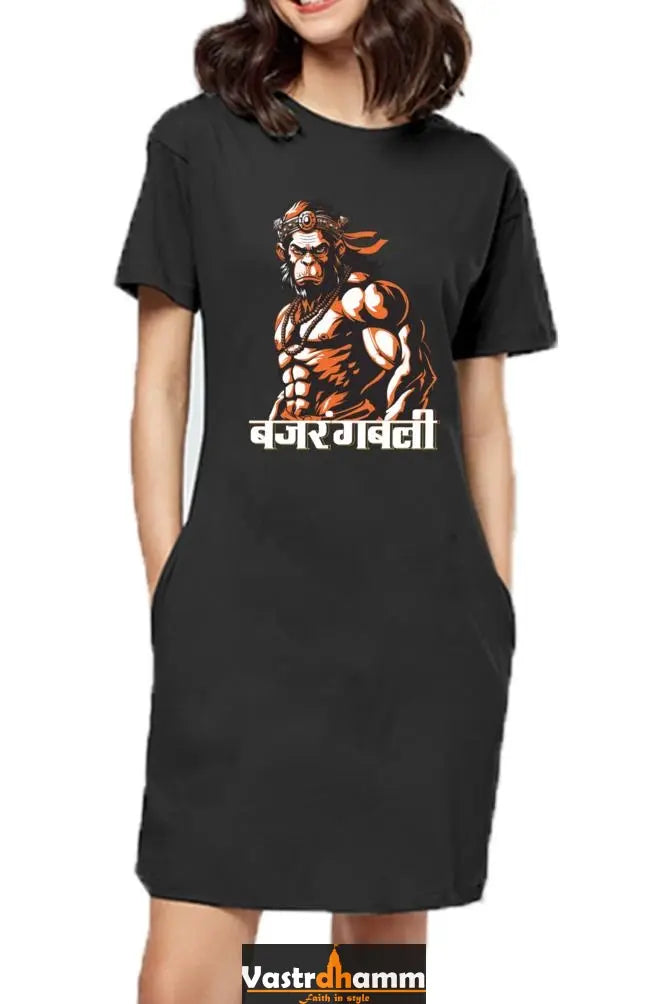 Hanuman Strength T-Shirts Dress for Women Vastrdhamm