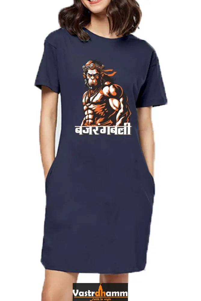 Hanuman Strength T-Shirts Dress for Women Vastrdhamm