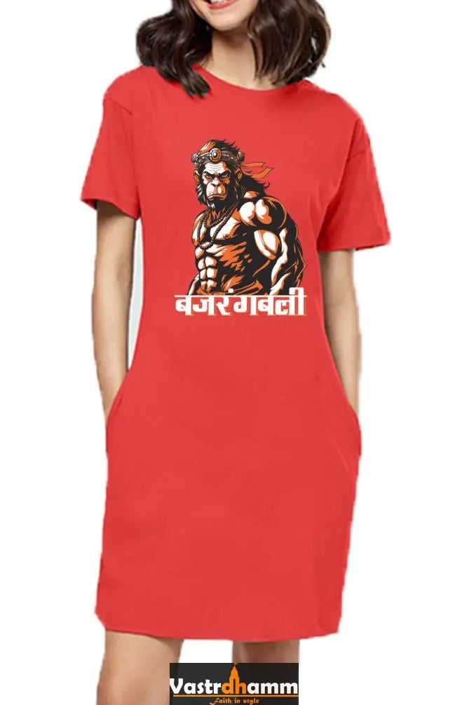 Hanuman Strength T-Shirts Dress for Women Vastrdhamm