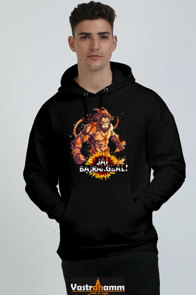 Hanuman Strong Oversized Hooded Sweatshirt T-Shirts for Men Vastrdhamm
