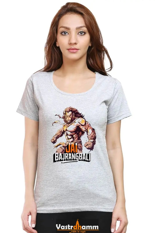 Hanuman Strong Round Neck Half Sleeve Classic T-Shirts for Women Vastrdhamm