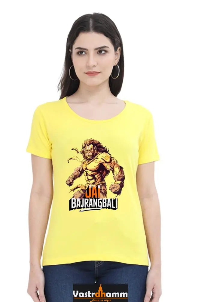 Hanuman Strong Round Neck Half Sleeve Classic T-Shirts for Women Vastrdhamm